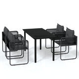 5 Piece Garden Dining Set Black - Front View