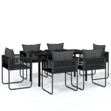 7 Piece Garden Dining Set Black - Front View