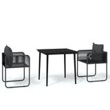 3 Piece Garden Dining Set Black