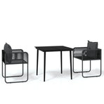 3 Piece Garden Dining Set Black