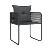 3 Piece Garden Dining Set Black - 45-Degree Angle