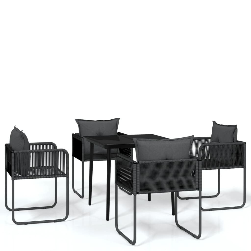 5 Piece Garden Dining Set Black