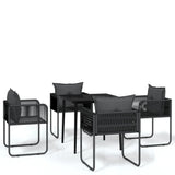 5 Piece Garden Dining Set Black - Front View