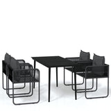 5 Piece Garden Dining Set Black