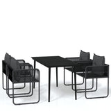 5 Piece Garden Dining Set Black - Front View