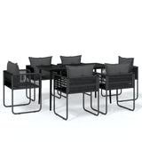 7 Piece Garden Dining Set Black - Front View