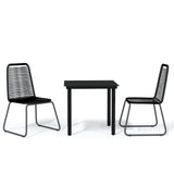 3 Piece Garden Dining Set Black - Front View