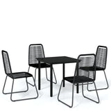 5 Piece Garden Dining Set Black - Front View
