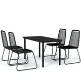 5 Piece Garden Dining Set Black - Front View