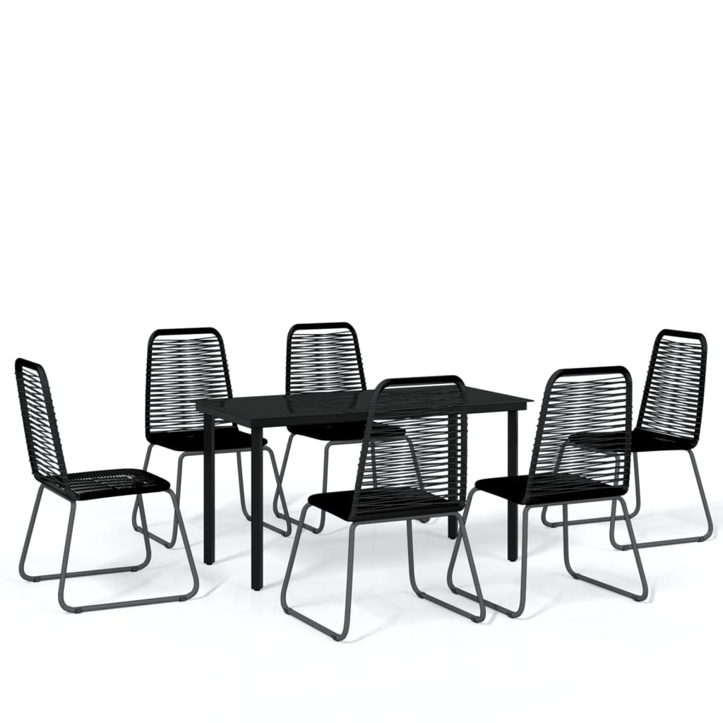 7 Piece Garden Dining Set Black