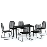7 Piece Garden Dining Set Black