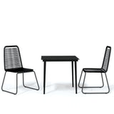 3 Piece Garden Dining Set Black