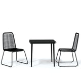 3 Piece Garden Dining Set Black - Front View