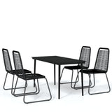 5 Piece Garden Dining Set Black - Front View