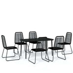 7 Piece Garden Dining Set Black