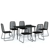 7 Piece Garden Dining Set Black - Front View