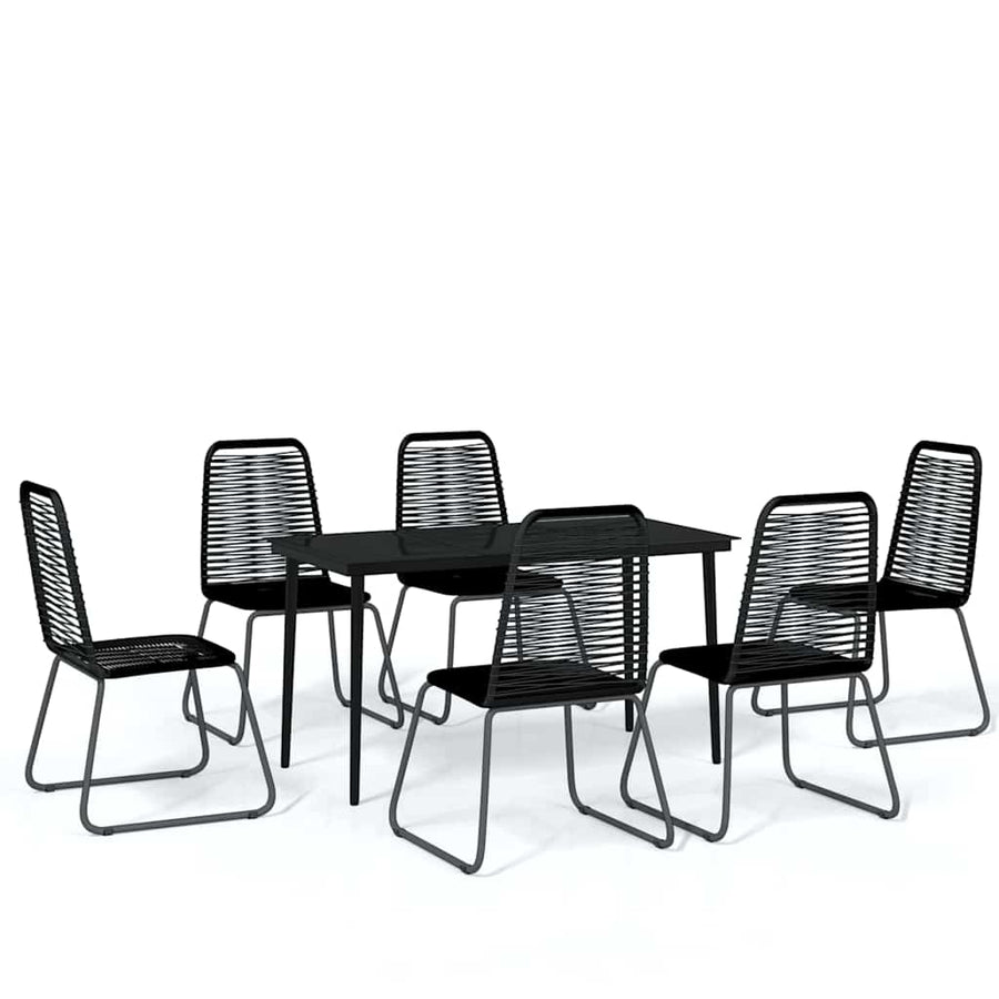 7 Piece Garden Dining Set Black