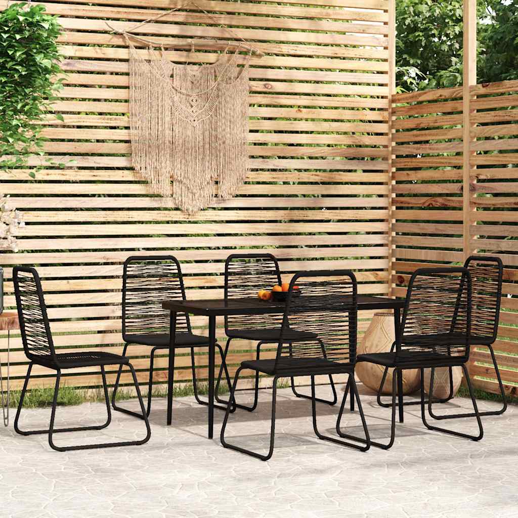 7 Piece Garden Dining Set Black