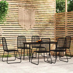 7 Piece Garden Dining Set Black