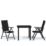3 Piece Garden Dining Set Black - Front View