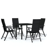 5 Piece Garden Dining Set Black