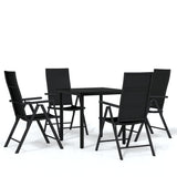 5 Piece Garden Dining Set Black - Front View