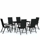 7 Piece Garden Dining Set Black - Front View