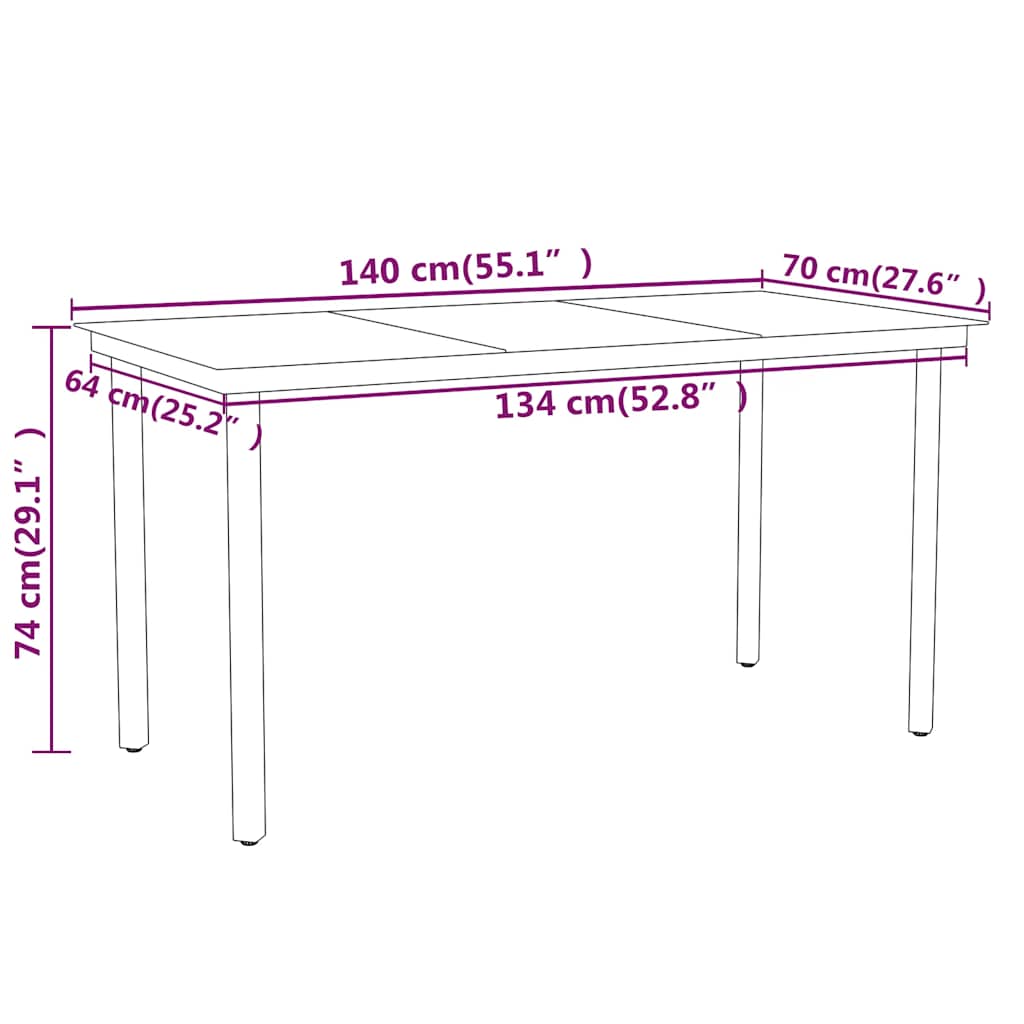 7 Piece Garden Dining Set Black
