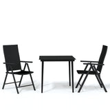 3 Piece Garden Dining Set Black - Front View