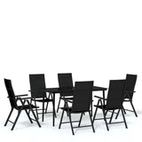 7 Piece Garden Dining Set Black - Front View