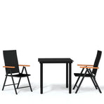 3 Piece Garden Dining Set Black