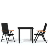 3 Piece Garden Dining Set Black - Front View