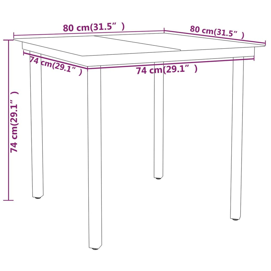 3 Piece Garden Dining Set Black