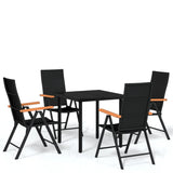 5 Piece Garden Dining Set Black - Front View