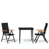 3 Piece Garden Dining Set Black - Front View