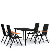 5 Piece Garden Dining Set Black - Front View