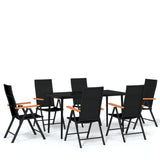 7 Piece Garden Dining Set Black - Front View