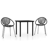 3 Piece Garden Dining Set Black - Front View