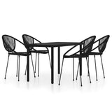 5 Piece Garden Dining Set Black - Front View