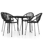 5 Piece Garden Dining Set Black