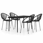 5 Piece Garden Dining Set Black