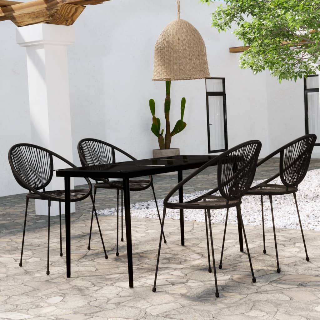 5 Piece Garden Dining Set Black