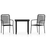 3 Piece Garden Dining Set Black - Front View