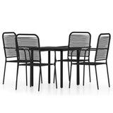5 Piece Garden Dining Set Black - Front View