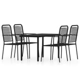 5 Piece Garden Dining Set Black - Front View