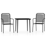 3 Piece Garden Dining Set Black - Front View