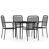 5 Piece Garden Dining Set Black - Front View