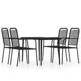 5 Piece Garden Dining Set Black - Front View
