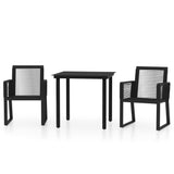 3 Piece Garden Dining Set Black - Front View