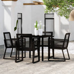 5 Piece Garden Dining Set Black